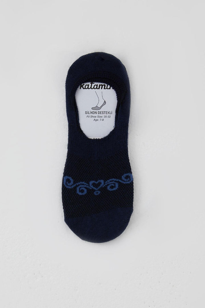 BRE Katamino Girl's Ballet Socks with Heart Print, Navy, 74 Years - Leighton Buzzard