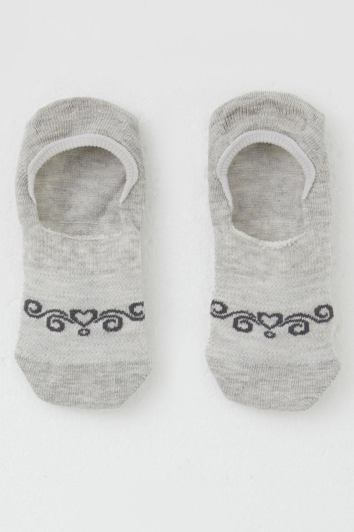 BRE Katamino Girl's Ballet Socks with Heart Print, 74 Years, Light Grey Melange - Stoke-on-Trent