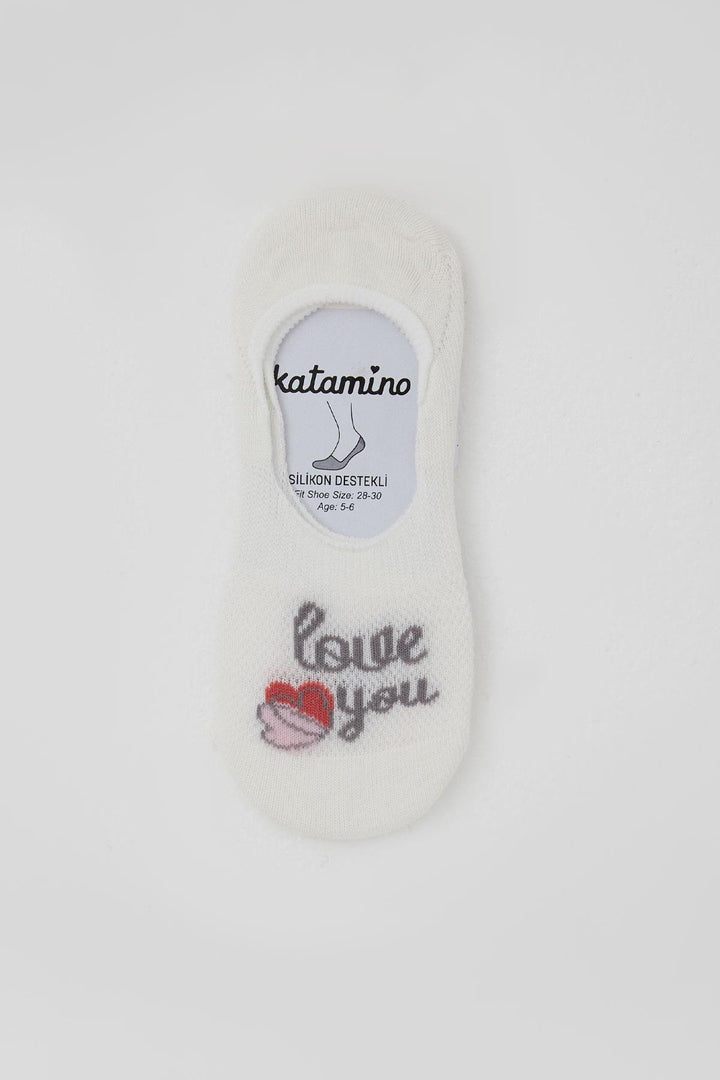 BRE Katamino Girl's Ballet Socks with Love Theme Heart Print, 54 Years, Ecru - Bensalem