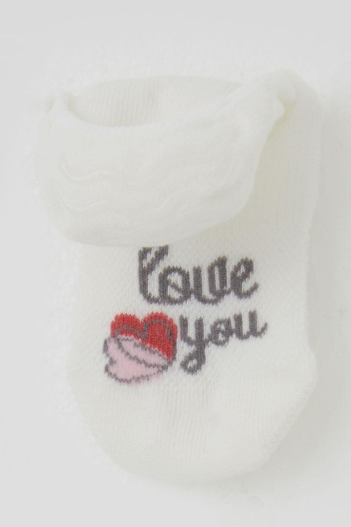 BRE Katamino Girl's Ballet Socks with Love Theme Heart Print, 54 Years, Ecru - Bensalem