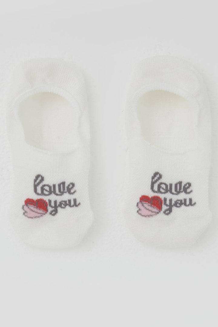 BRE Katamino Girl's Ballet Socks with Love Theme Heart Print, 54 Years, Ecru - Bensalem