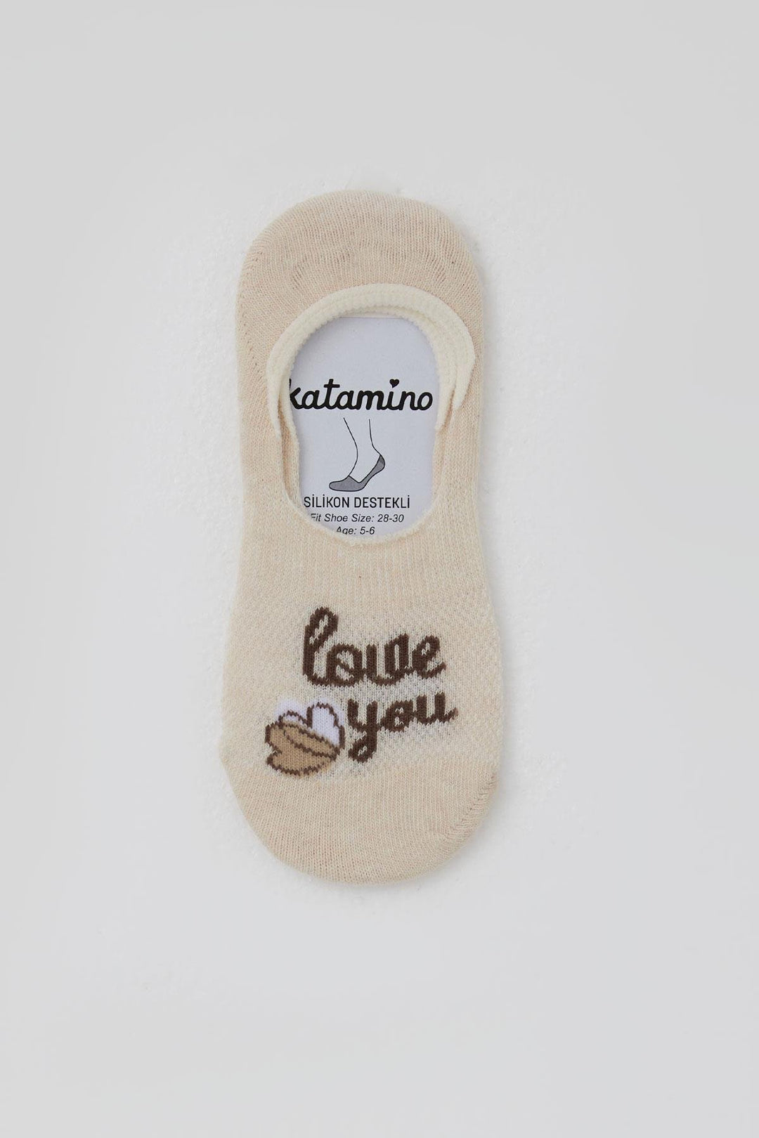 BRE Katamino Girl's Ballet Socks with Love Theme Heart Print, 54 Years, Cream - Eltham