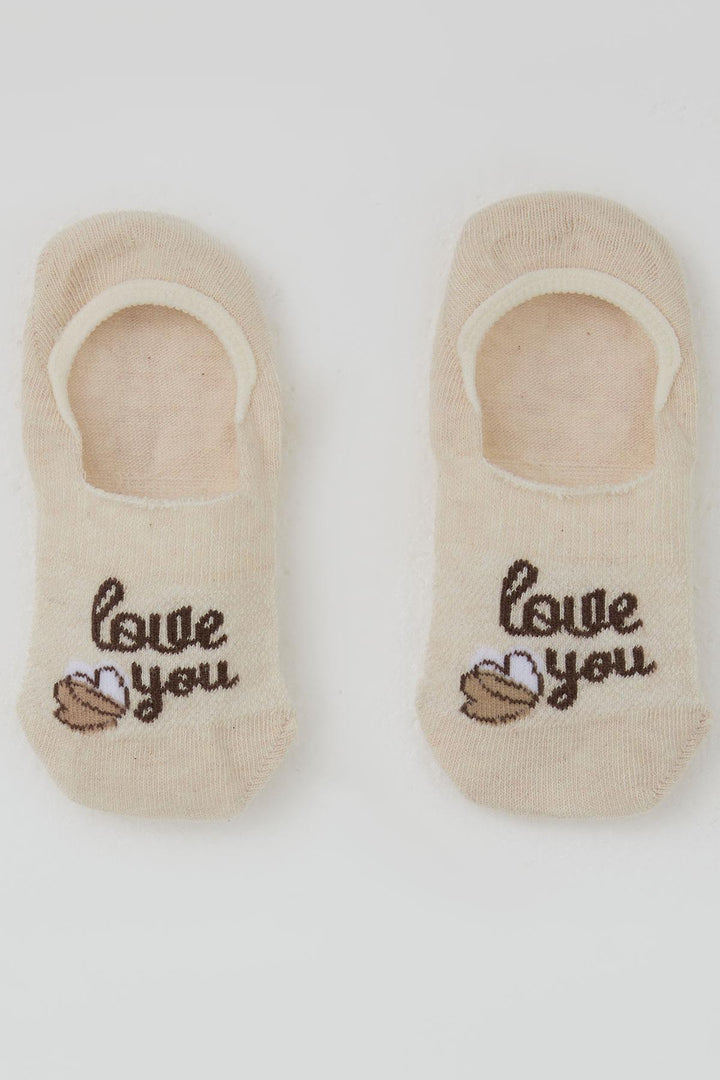 BRE Katamino Girl's Ballet Socks with Love Theme Heart Print, 54 Years, Cream - Eltham