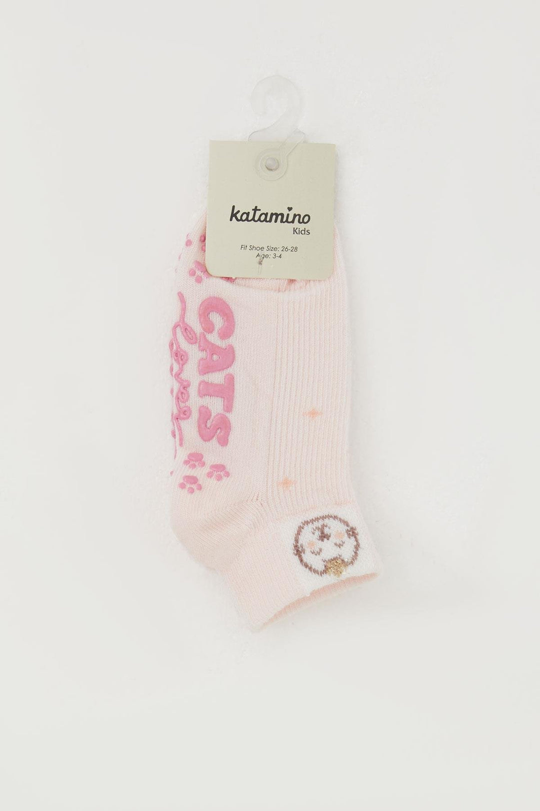 BRE Katamino Girl Child Socks with Abs Cute Bear Printed, 1-6 Years, Pink - Riga