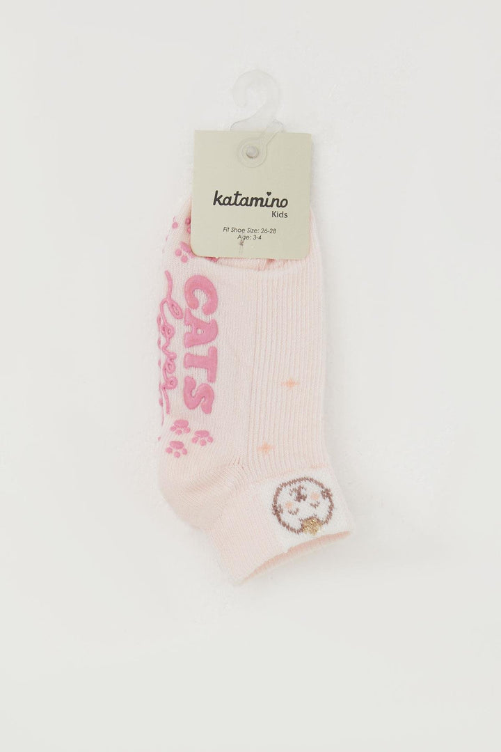 BRE Katamino Girl Child Socks with Abs Cute Bear Printed, 1-6 Years, Pink - Riga