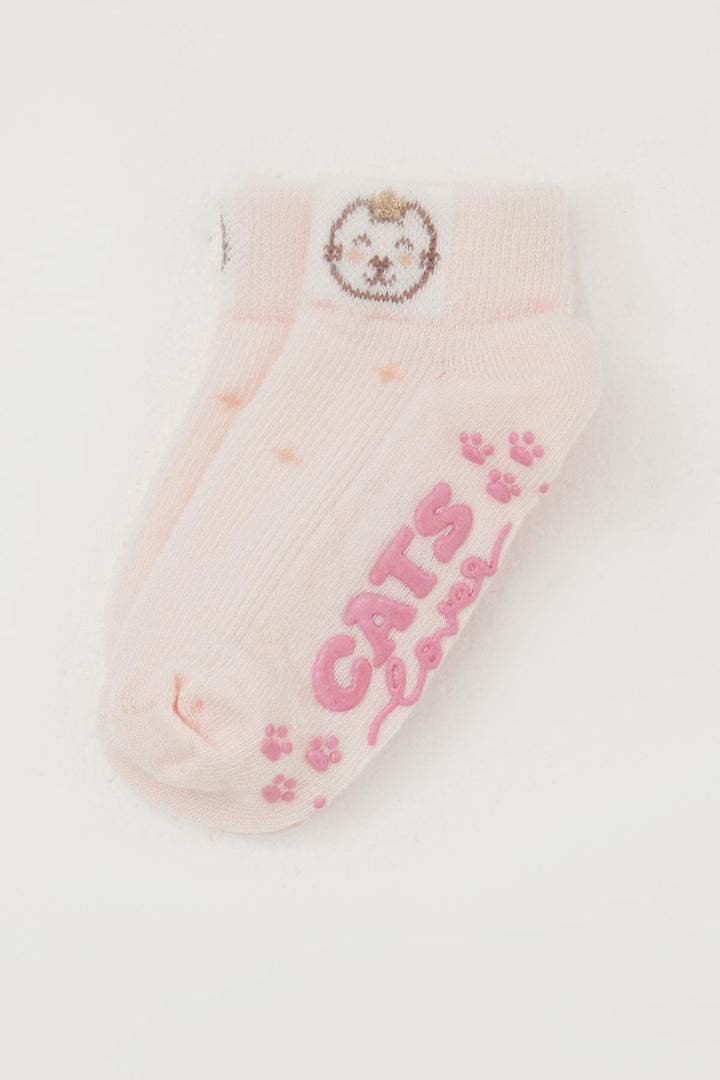 BRE Katamino Girl Child Socks with Abs Cute Bear Printed, 1-6 Years, Pink - Riga