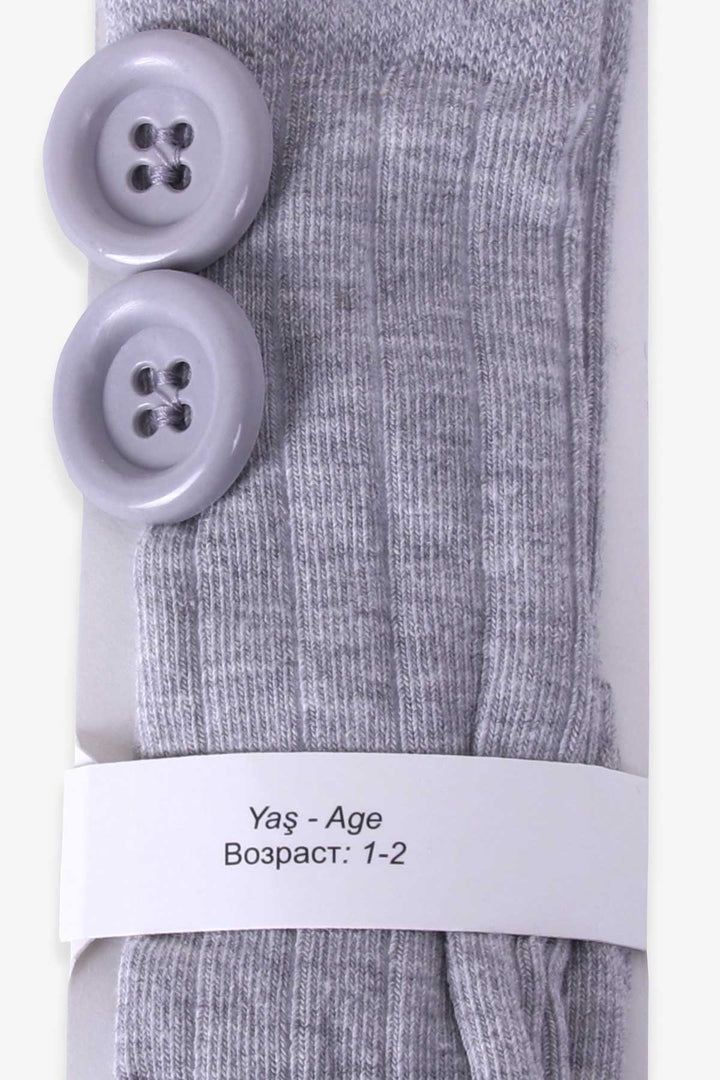 BRE Katamino Girl Child Ankle Golf Socks with Button Accessory, 1-2-7-8 Years, Gray - Burlington
