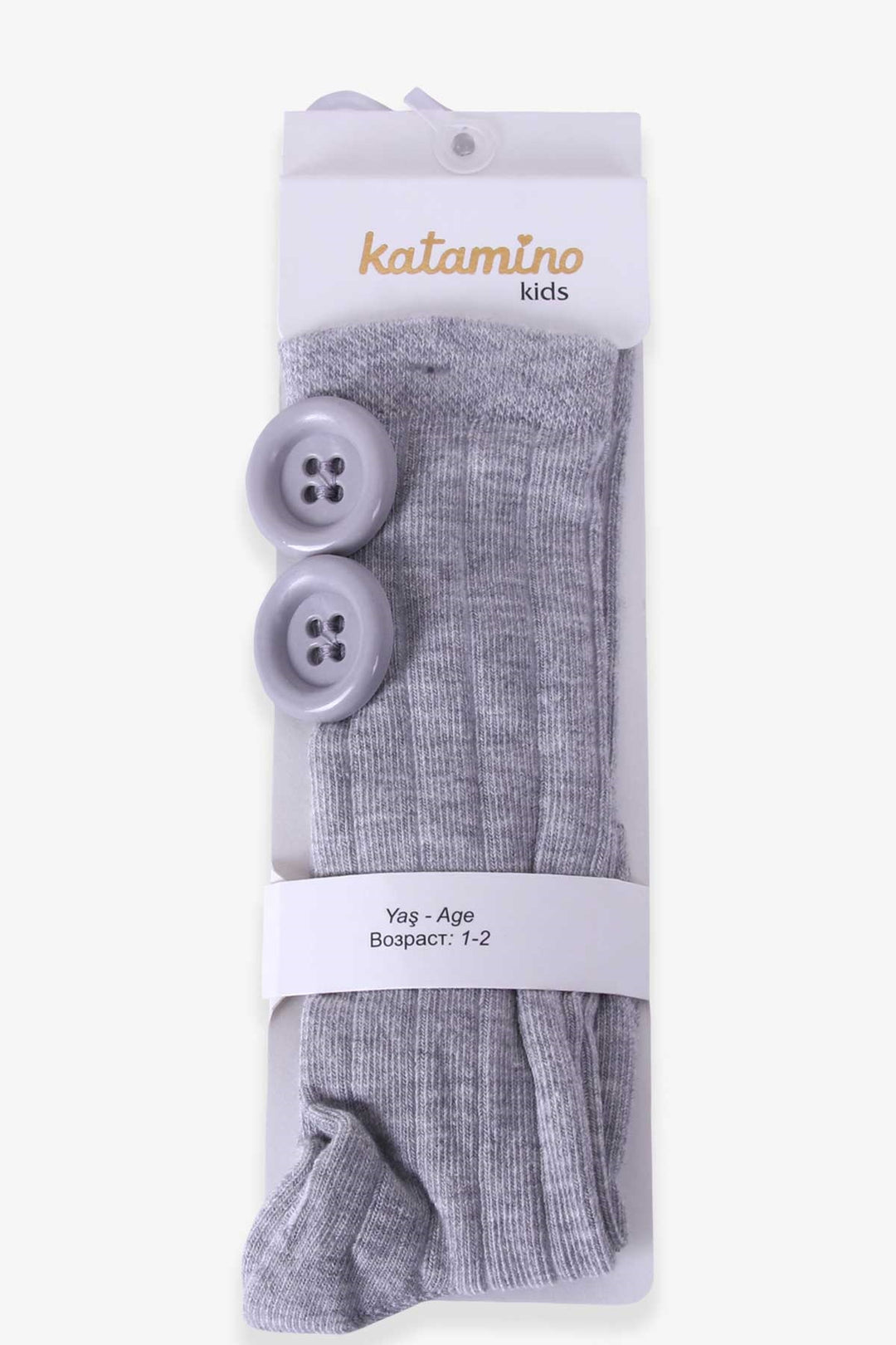 BRE Katamino Girl Child Ankle Golf Socks with Button Accessory, 1-2-7-8 Years, Gray - Burlington