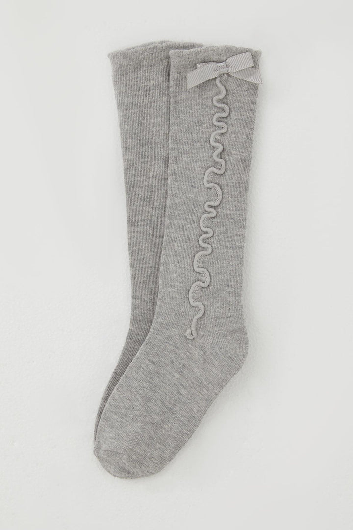 BRE Katamino Girl Child Golf Socks with Ankle Part Fiyon Accessory 1-8 Years, Grey Melange - Palm Springs