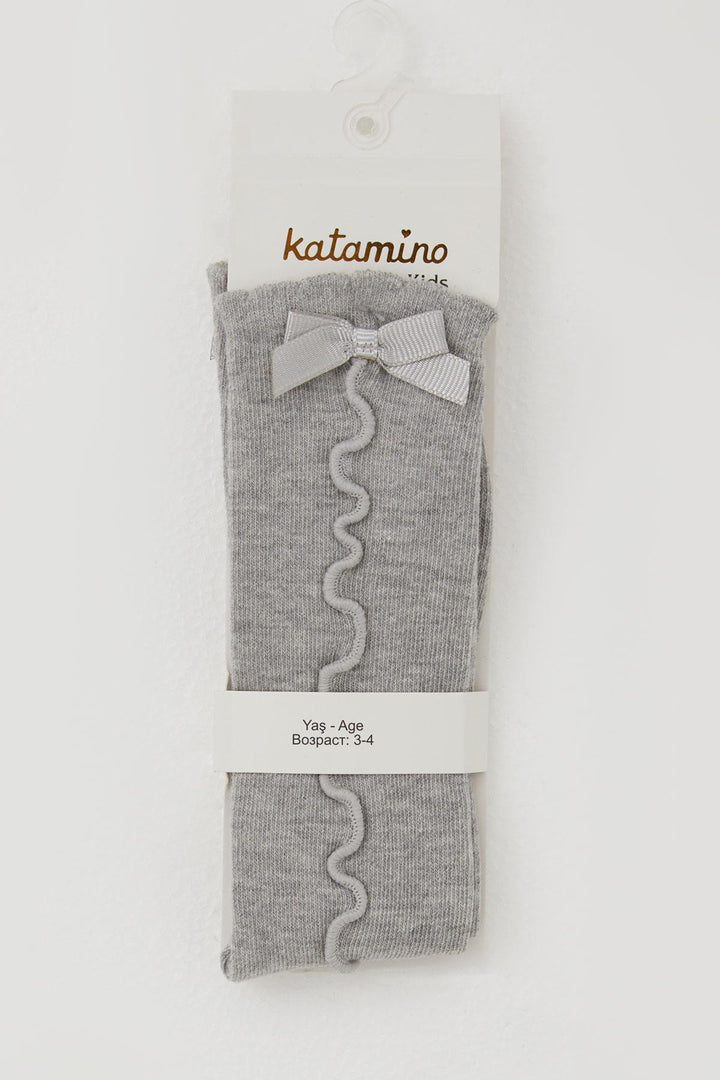BRE Katamino Girl Child Golf Socks with Ankle Part Fiyon Accessory 1-8 Years, Grey Melange - Palm Springs