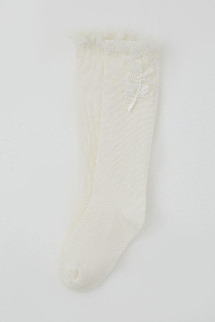 BRE Katamino Girl Child Golf Socks with Bow Accessory Lace 1-8 Years, Cream - Baltimore