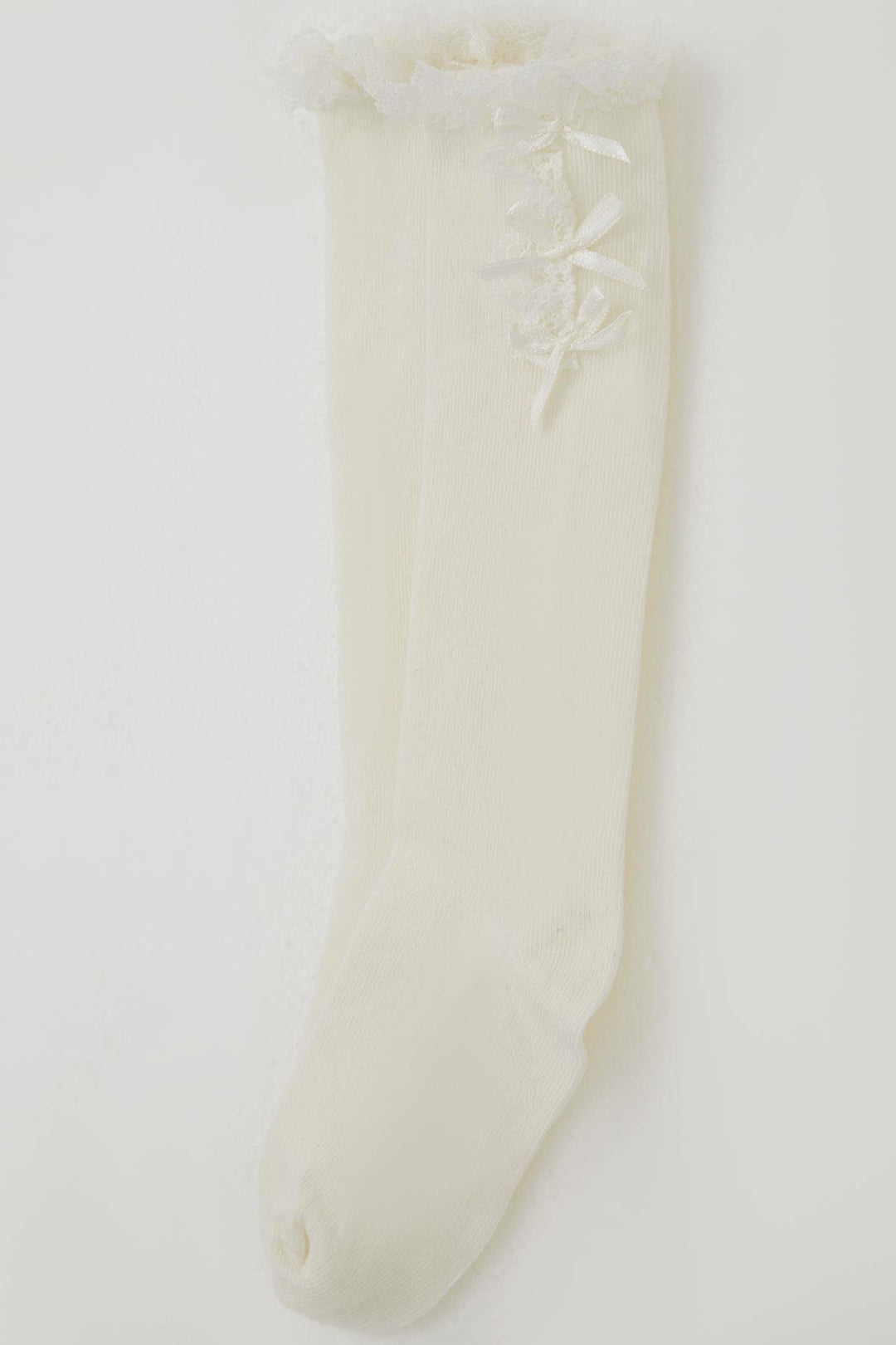 BRE Katamino Girl Child Golf Socks with Bow Accessory Lace 1-8 Years, Cream - Baltimore