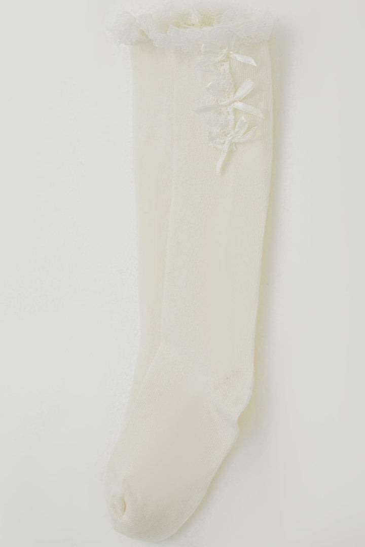 BRE Katamino Girl Child Golf Socks with Bow Accessory Lace 1-8 Years, Cream - Baltimore