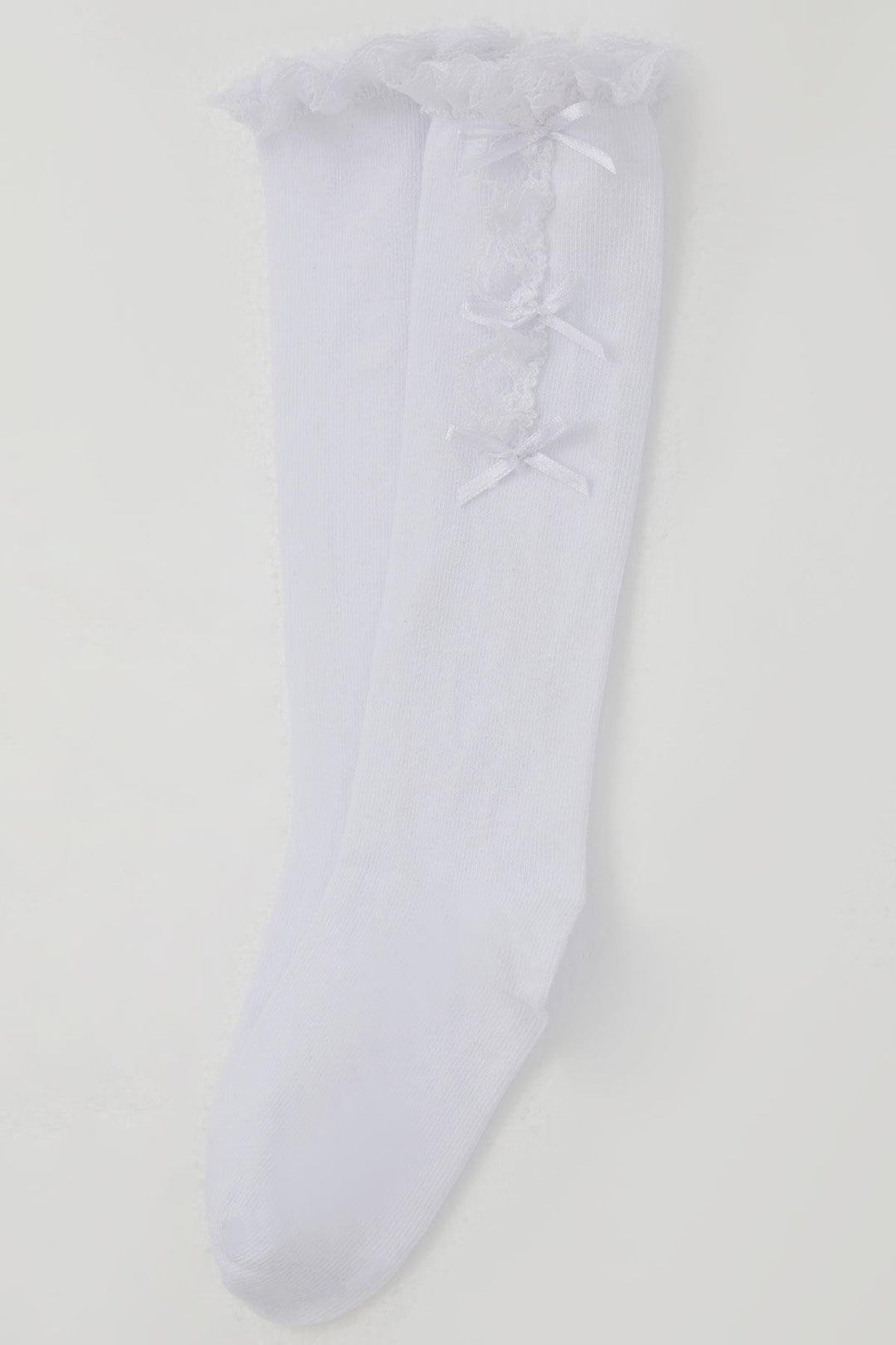 BRE Katamino Girl Child Golf Socks with Bow Accessory Lace, 1-8 Years, White - Pine Hills