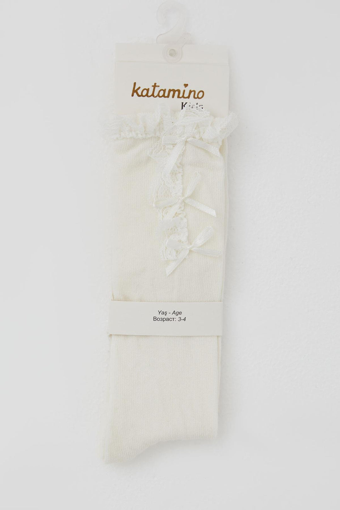 BRE Katamino Girl Child Golf Socks with Bow Accessory Lace 1-8 Years, Cream - Baltimore