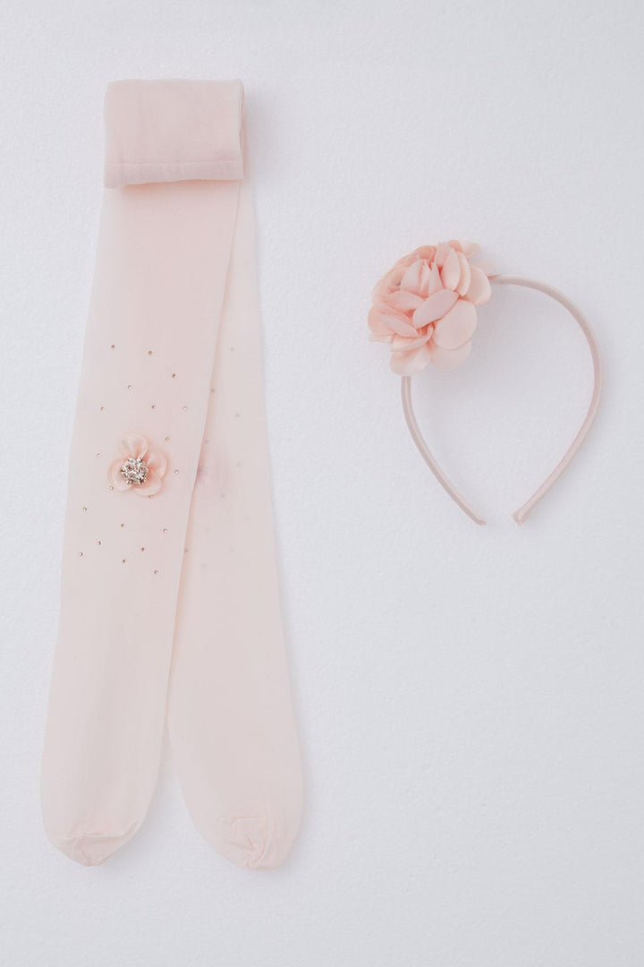 BRE Katamino Girl Child Tights Flower Accessory Crown Set 3-8 Years, Powder - Sacramento