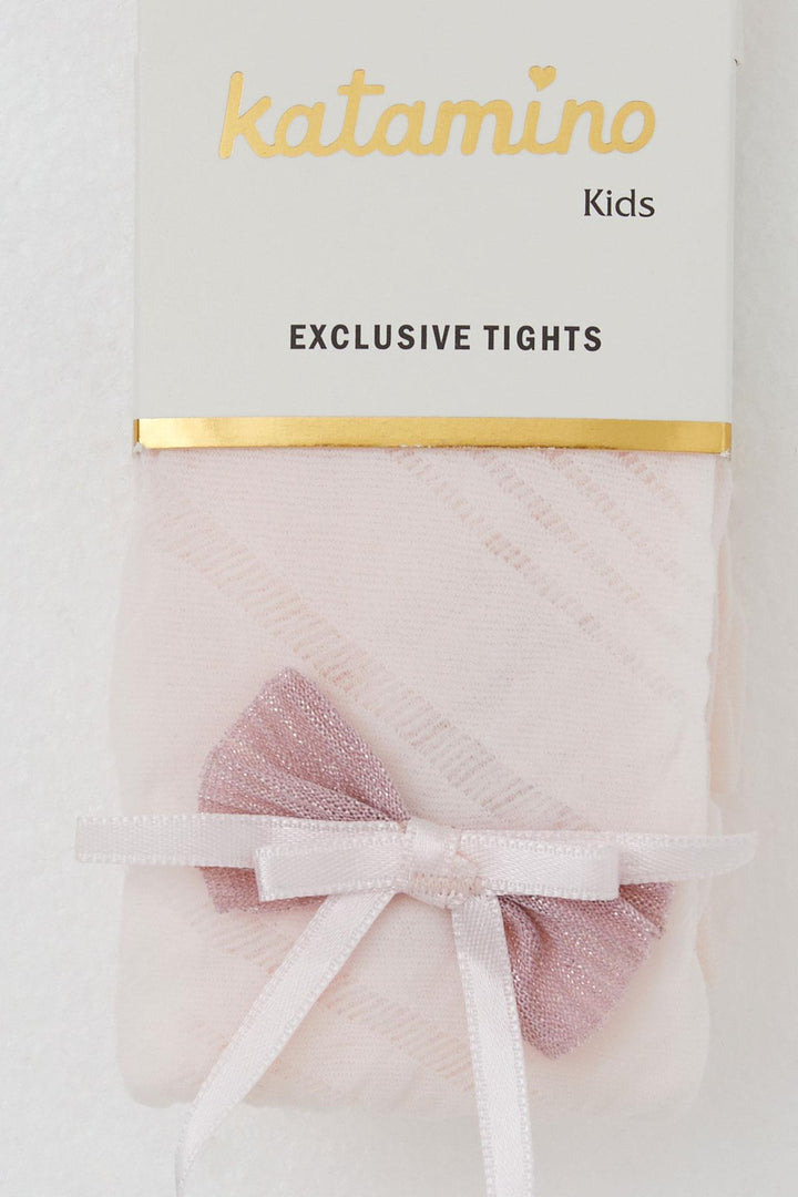 BRE Katamino Girl Child Tights with Thin Bow Accessory, 32 Years, Pink - Carmen