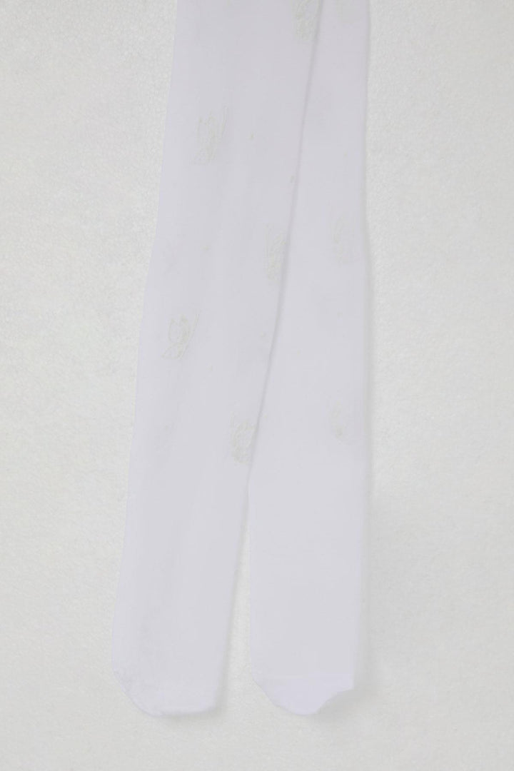 BRE Katamino Girl Child Tights Thin Butterfly Printed 3-6 Years, White - Essen