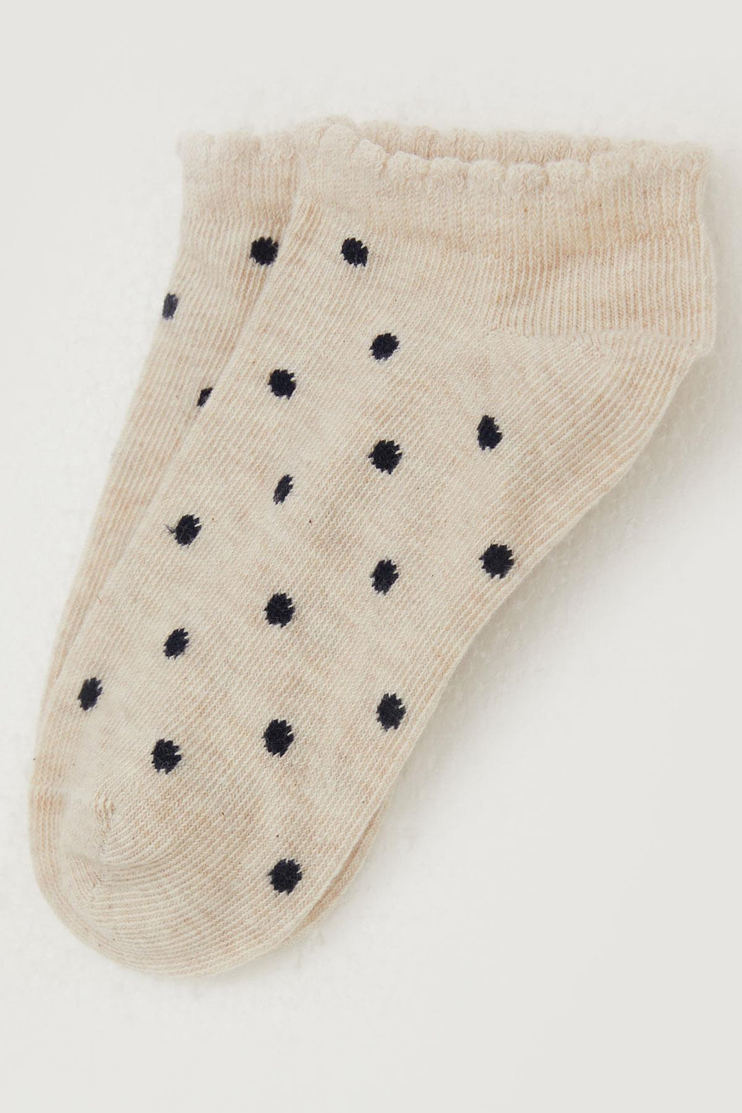 BRE Katamino Girl Child Slipper Socks Polka Dot Patterned 12 Years, Beige Melange - Bridgwater