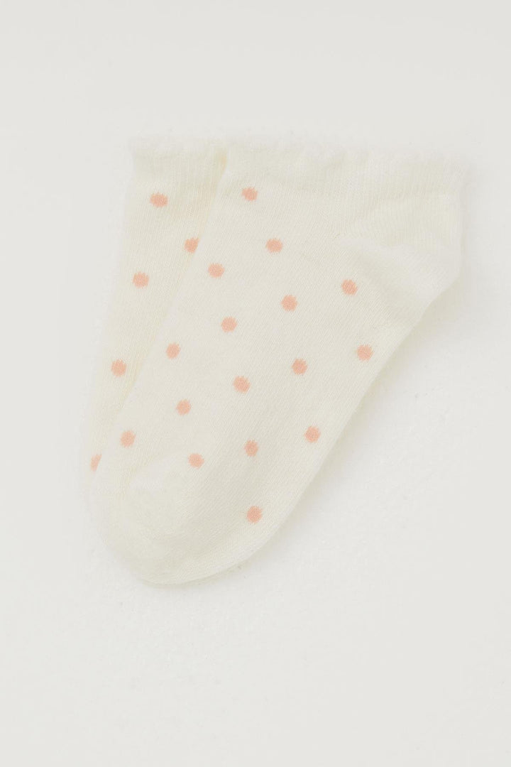BRE Katamino Girl Child Slipper Socks Polka Dot Patterned 12 Years, Cream - Trani