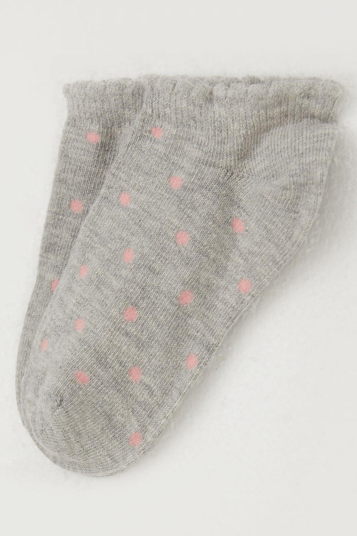 BRE Katamino Girl Child Slipper Socks Polka Dot Patterned 12 Years, Gray Melange - Wismar