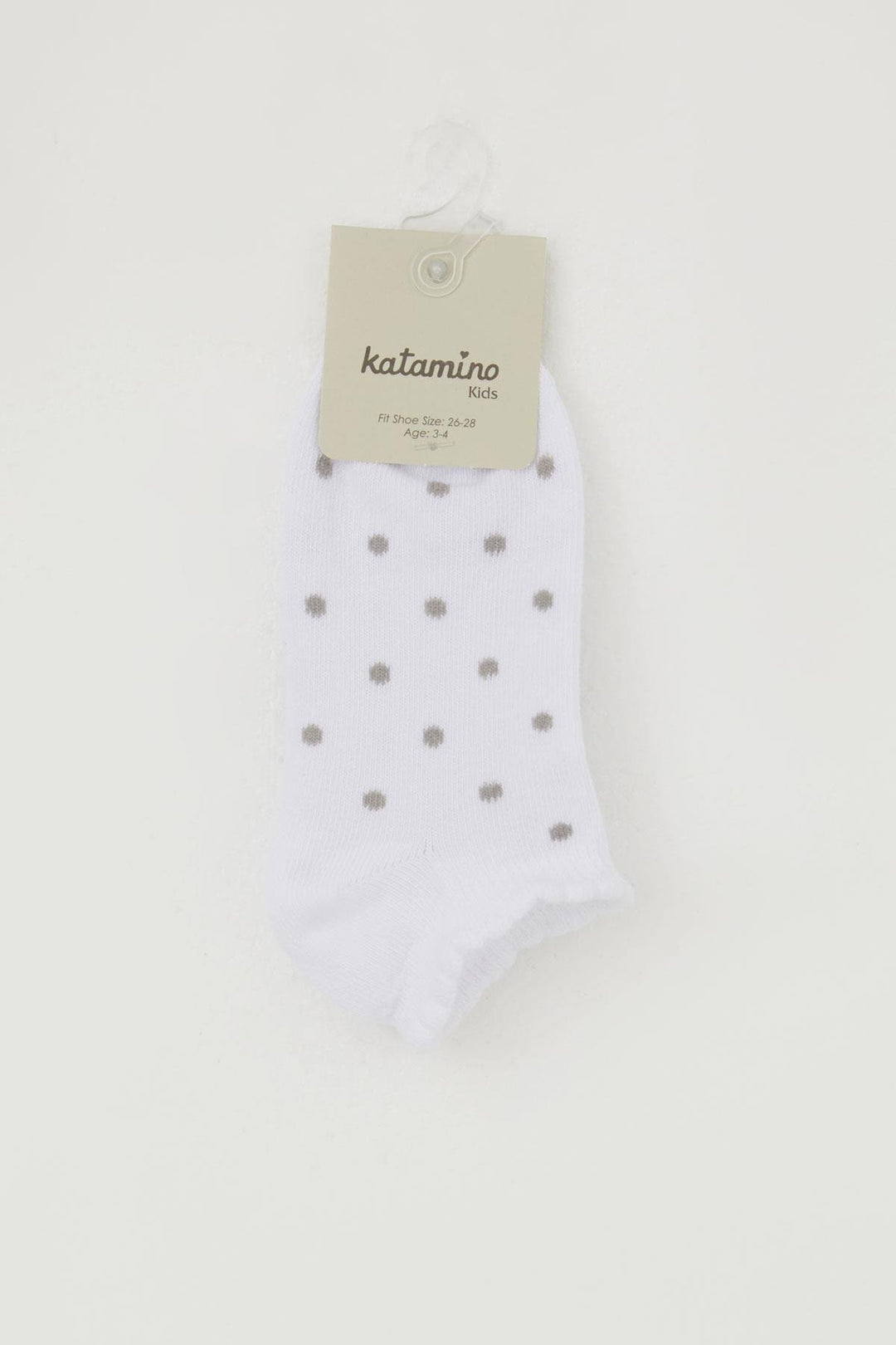 BRE Katamino Girl Child Slipper Socks Polka Dot Patterned 12 Years, White - Burgos