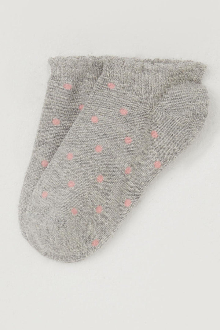 BRE Katamino Girl Child Slipper Socks Polka Dot Patterned 12 Years, Gray Melange - Wismar
