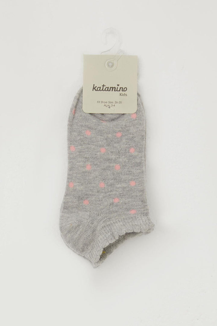BRE Katamino Girl Child Slipper Socks Polka Dot Patterned 12 Years, Gray Melange - Wismar