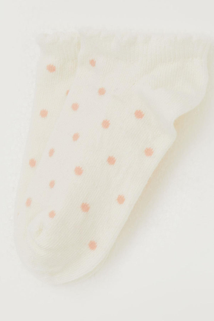 BRE Katamino Girl Child Slipper Socks Polka Dot Patterned 12 Years, Cream - Trani