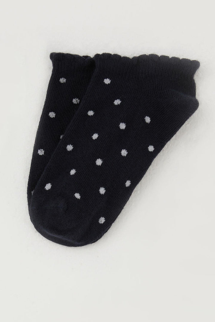 BRE Katamino Girl's Socks with Polka Dot Pattern, 12 Years, Navy Blue - San Miguel de Allende