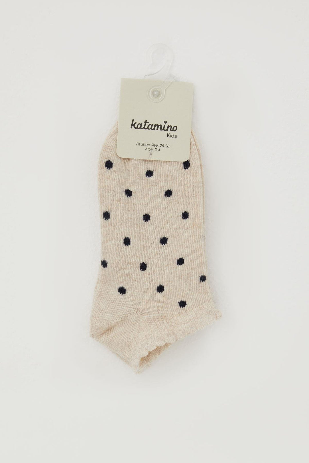 BRE Katamino Girl Child Slipper Socks Polka Dot Patterned 12 Years, Beige Melange - Chalándri