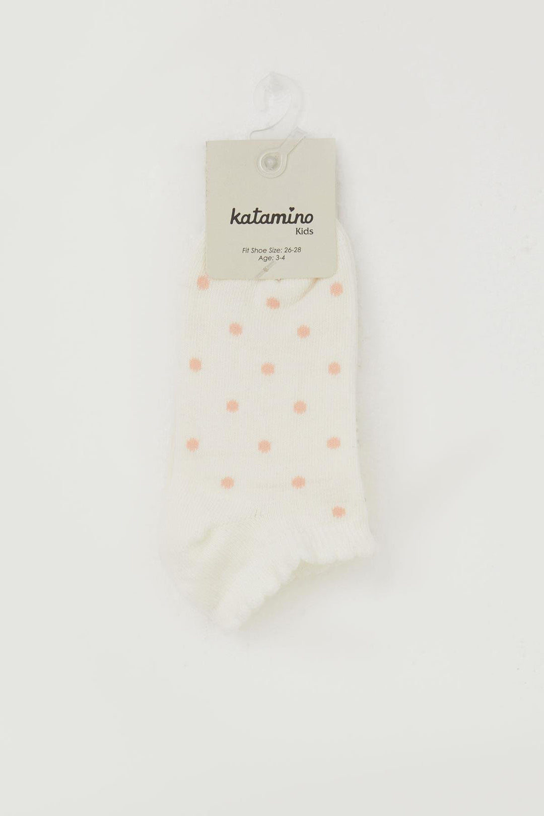 BRE Katamino Girl Child Slipper Socks Polka Dot Patterned 12 Years, Cream - Trani