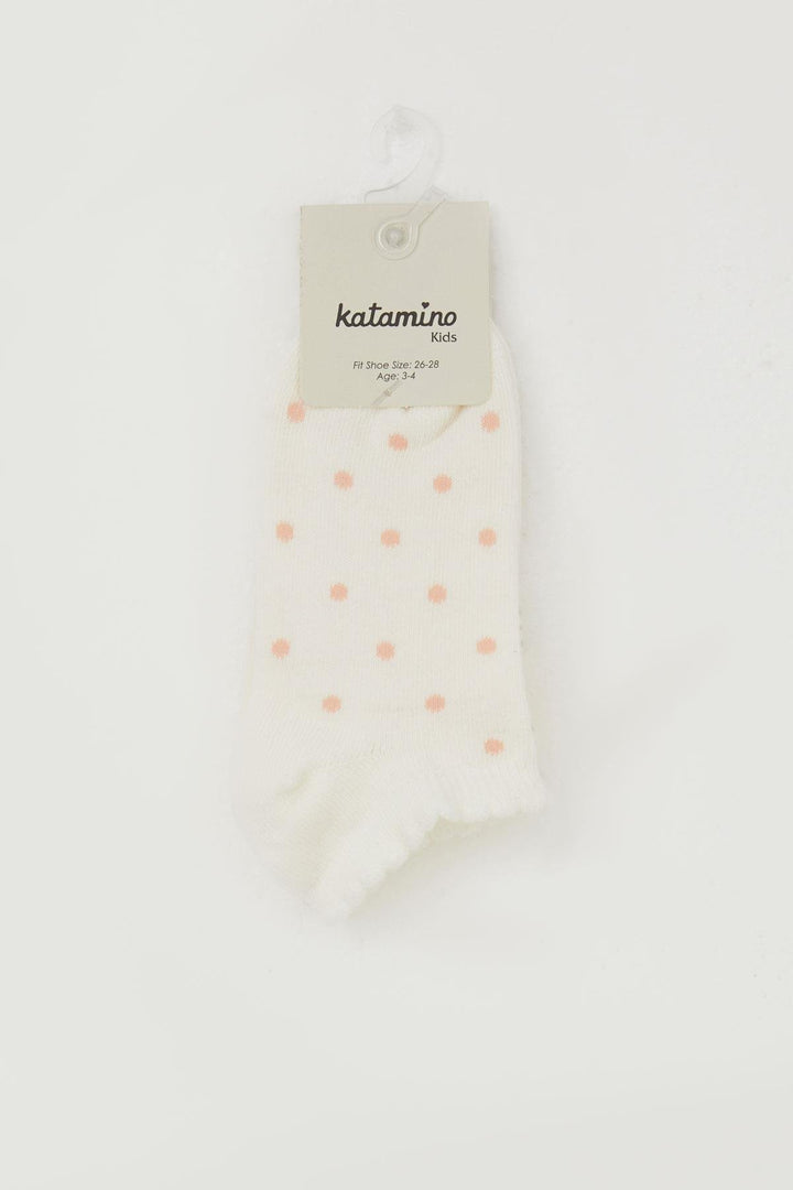 BRE Katamino Girl Child Slipper Socks Polka Dot Patterned 12 Years, Cream - Trani