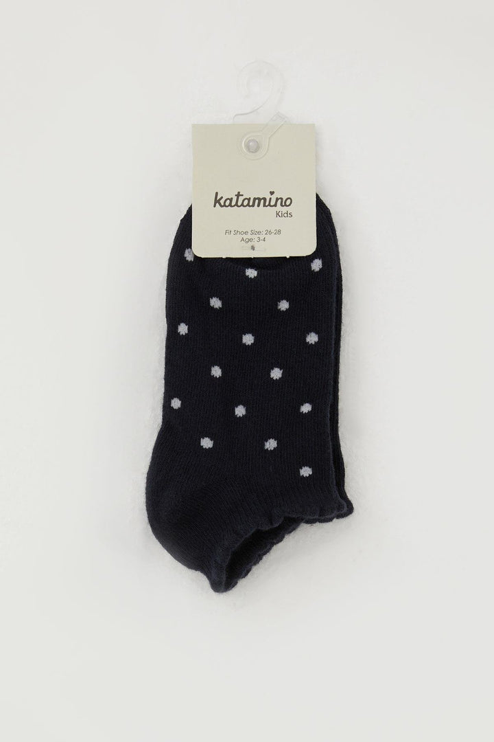 BRE Katamino Girl's Socks with Polka Dot Pattern, 12 Years, Navy Blue - San Miguel de Allende