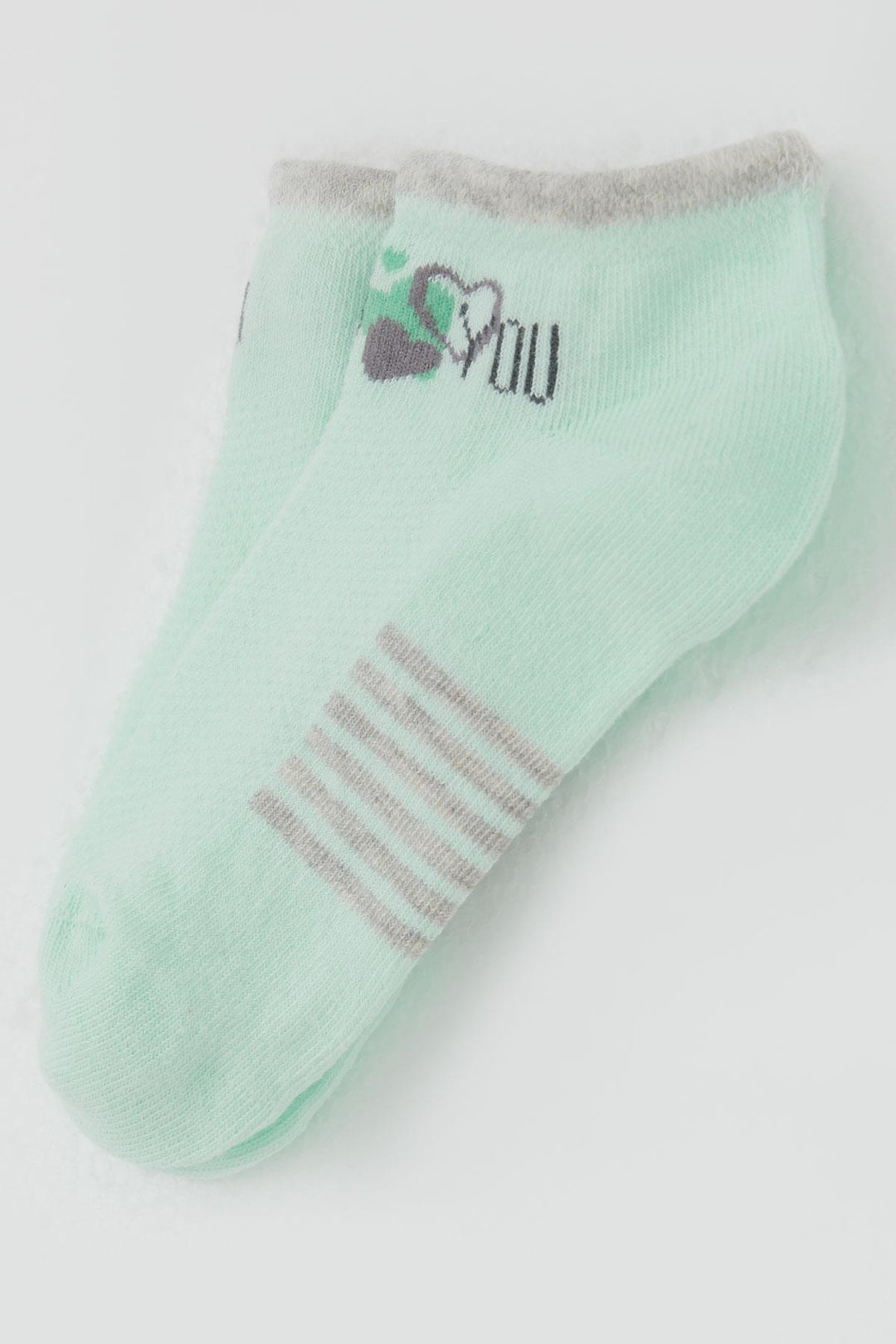 BRE Katamino Girl Child Slipper Socks Love Themed Writing Printed 3-8 Years, Aqua Green - Hacienda Heights