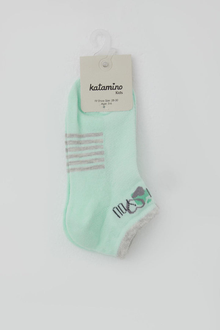 BRE Katamino Girl Child Slipper Socks Love Themed Writing Printed 3-8 Years, Aqua Green - Hacienda Heights