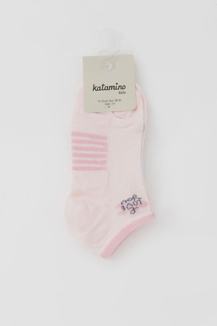 BRE Katamino Girl Child Slipper Socks Love Themed Writing Printed 3-8 Years, Pink - Grants Pass