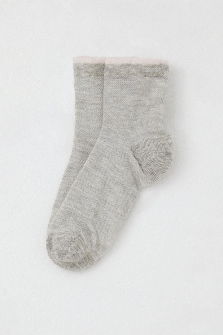 BRE Katamino Girl Child Socks Basic 76 Years, Light Grey Melange - Passau
