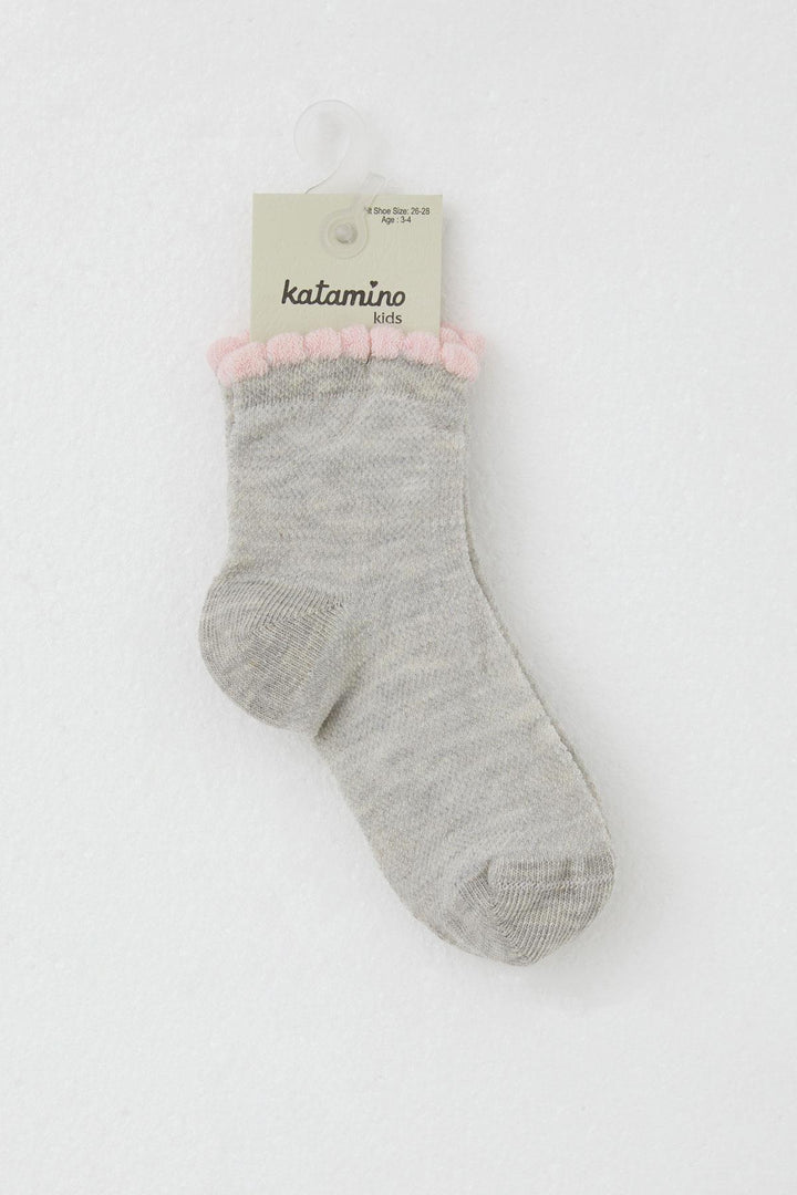 BRE Katamino Girl Child Socks Basic 1-6 Years, Light Grey Melange - Santarém