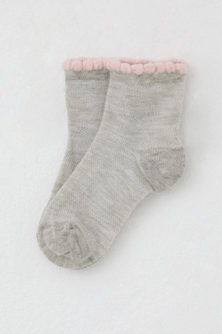 BRE Katamino Girl Child Socks Basic 1-6 Years, Light Grey Melange - Santarém