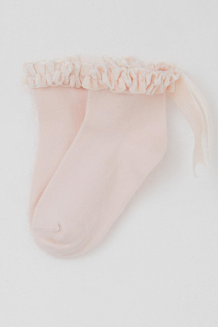 BRE Katamino Girl Child Socks with Frilly Detail on Ankle Part, 12 Years, Pink - Sevastopol