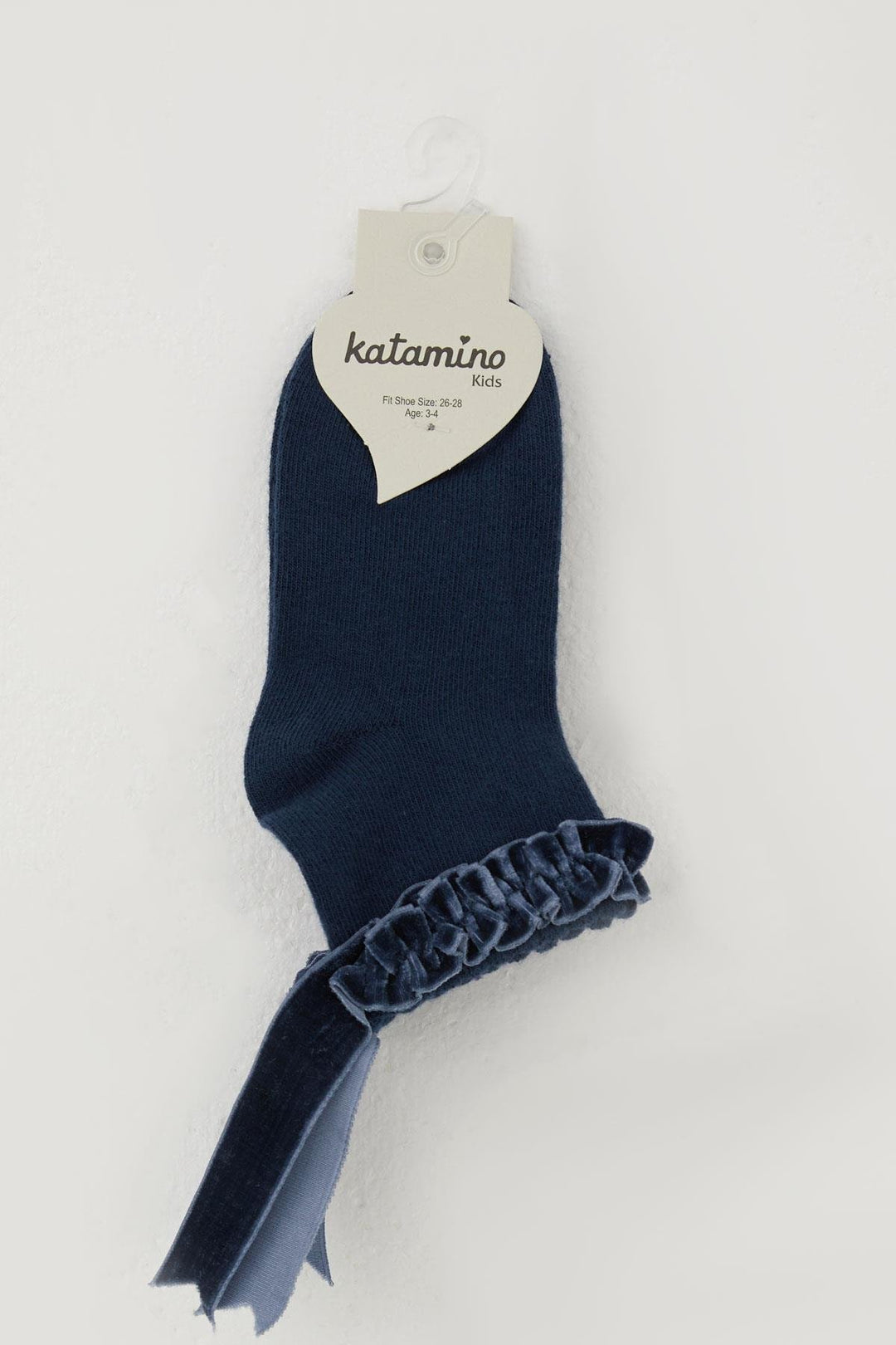 BRE Katamino Girl Child Socks with Frilly Detail on Ankle, 12 Years, Navy Blue - La Porte