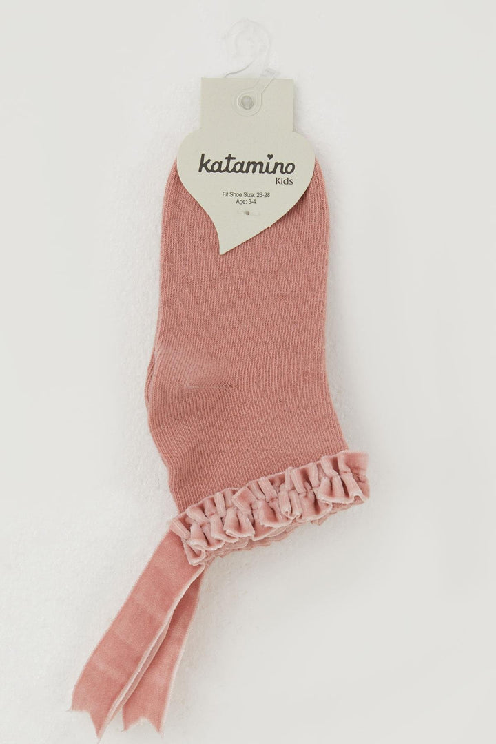 BRE Katamino Girl Child Socks with Frilly Detail on Ankle Part, 12 Years, Rose Pink - Acambay