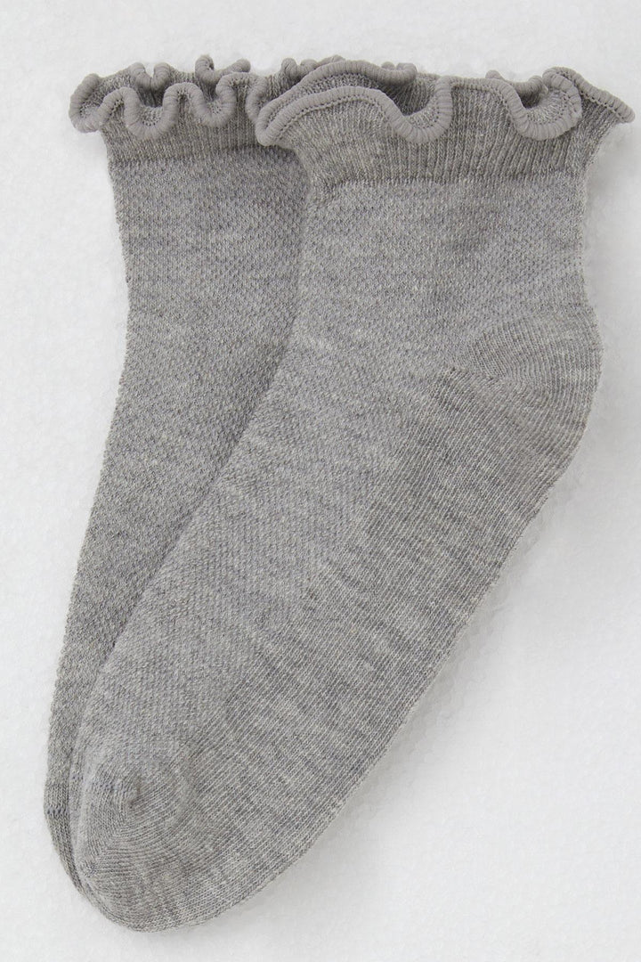 BRE Katamino Girl Child Socks with Frilly Elastic Ankle Part 94 Years, Grey Melange - Maidstone