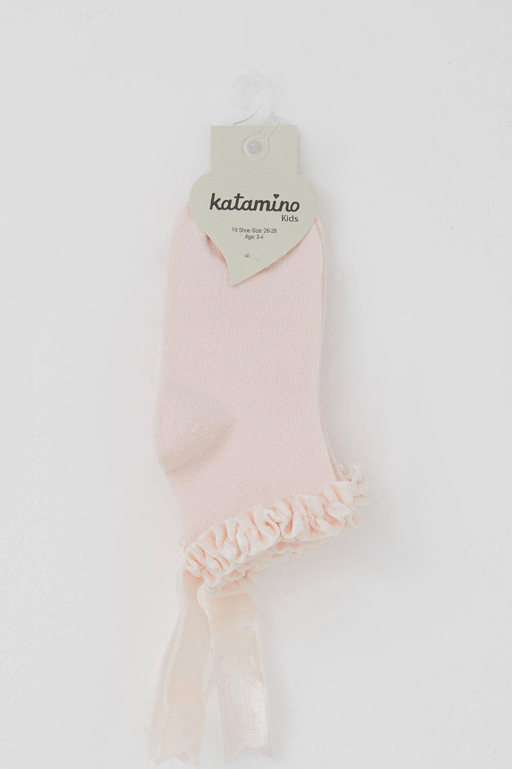 BRE Katamino Girl Child Socks with Frilly Detail on Ankle Part, 12 Years, Pink - Sevastopol