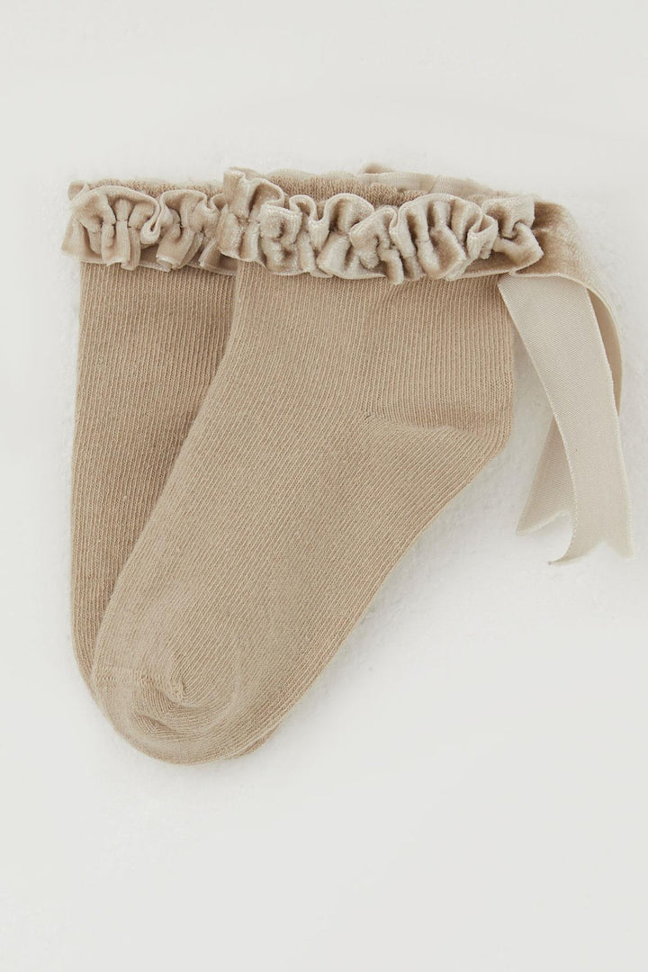 BRE Katamino Girl Child Socks with Frilly Detail on Ankle Part, 12 Years, Beige - El Prat de Llobregat