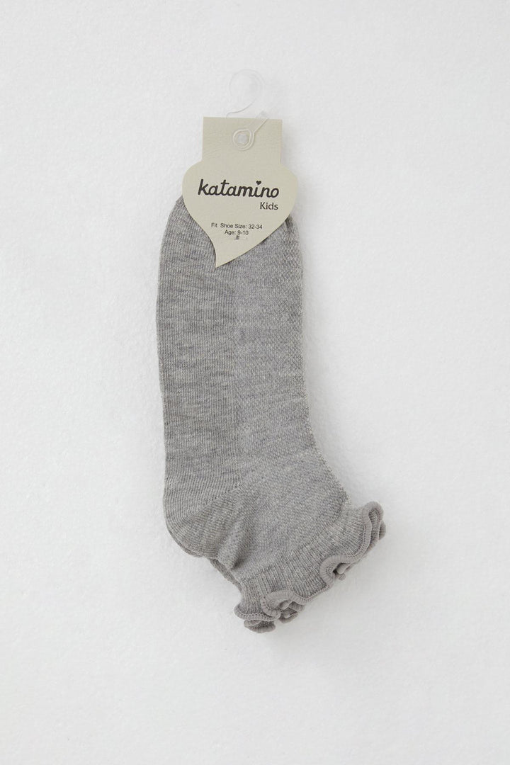 BRE Katamino Girl Child Socks with Frilly Elastic Ankle Part 94 Years, Grey Melange - Maidstone