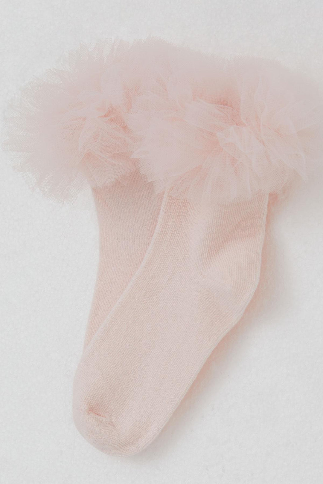 BRE Katamino Girl Child Socks with Tulle Detail on Ankle Part, 3-8 Years, Pink - Riverview