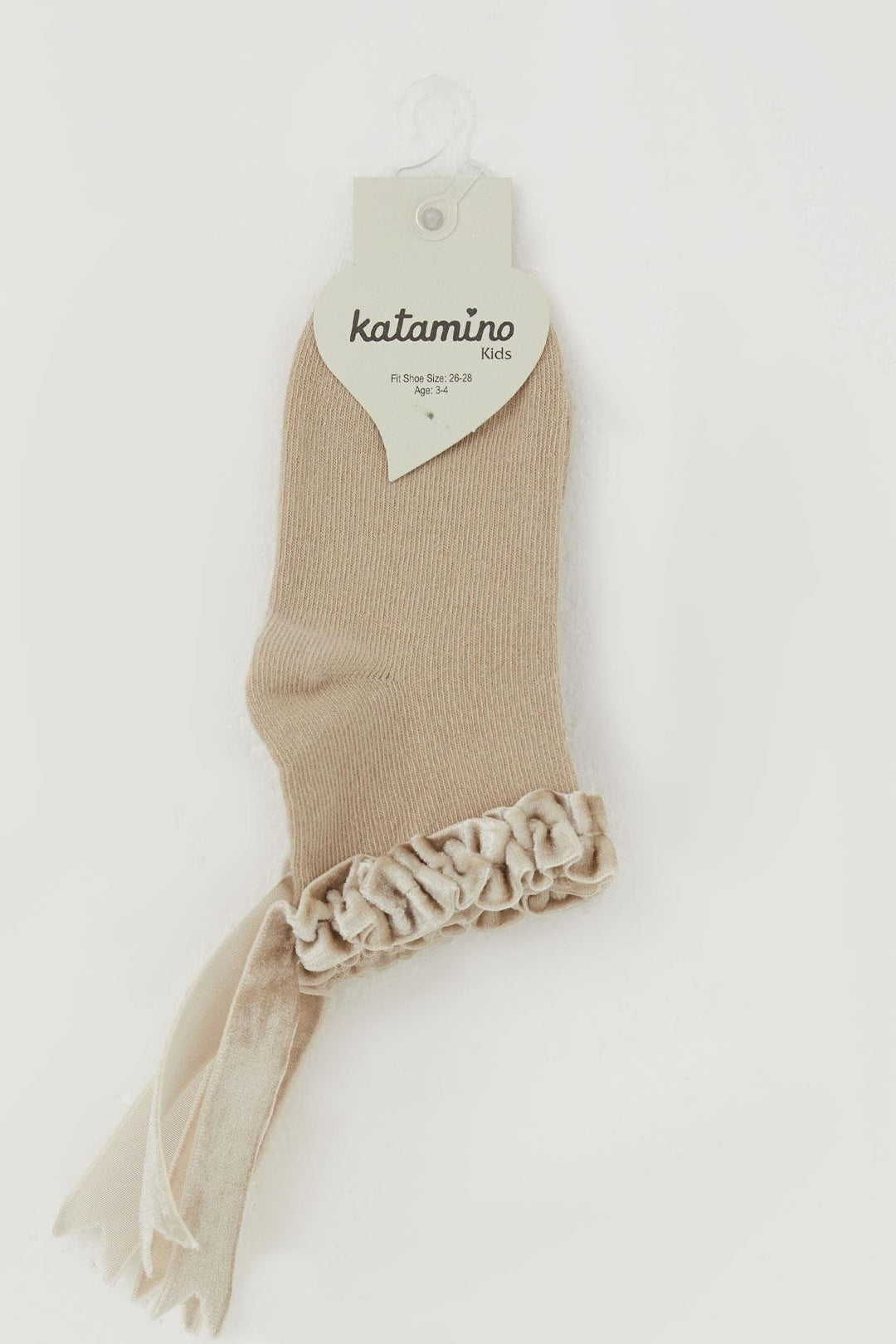 BRE Katamino Girl Child Socks with Frilly Detail on Ankle Part, 12 Years, Beige - El Prat de Llobregat