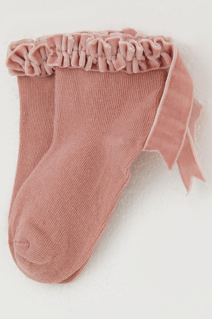 BRE Katamino Girl Child Socks with Frilly Detail on Ankle Part, 12 Years, Rose Pink - Acambay